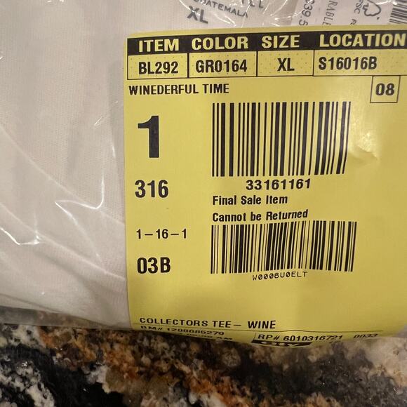 **NWT J. Crew White W/Gold "Wine" Christmas Graphic Tee - Picture 7 of 9